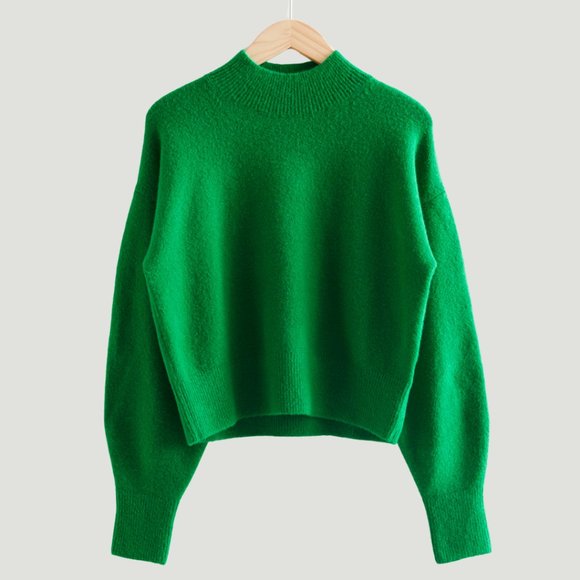 & Other Stories Sweaters - & Other Stories Green Mockneck Puff Sweater